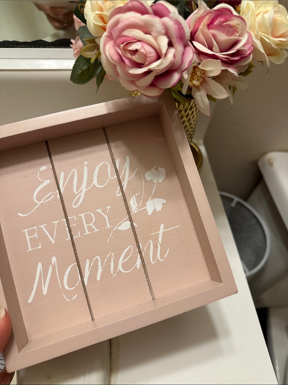 Enjoy Every Moment Pink Wall Plaque 6x6